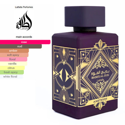 Lattafa Badee Al Oud Amethyst Eau De Parfum – 100ml Oud & Rose Fragrance for Men & Women
