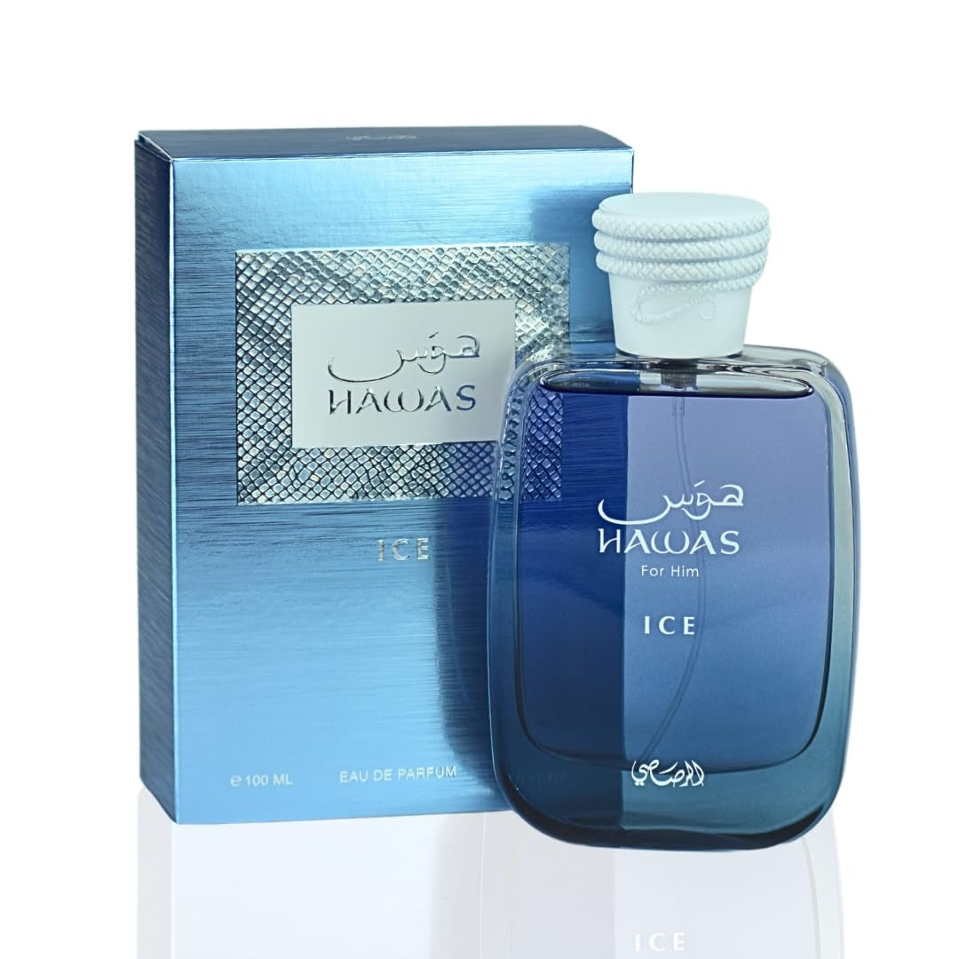 Rasasi Hawas Ice Eau De Parfum for Men - 100ml | Long Lasting Perfume | Luxury Scent | Alluring Fragrance for Him